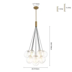 Contemporary Cluster Seeded Glass Globe Bubble Chandelier