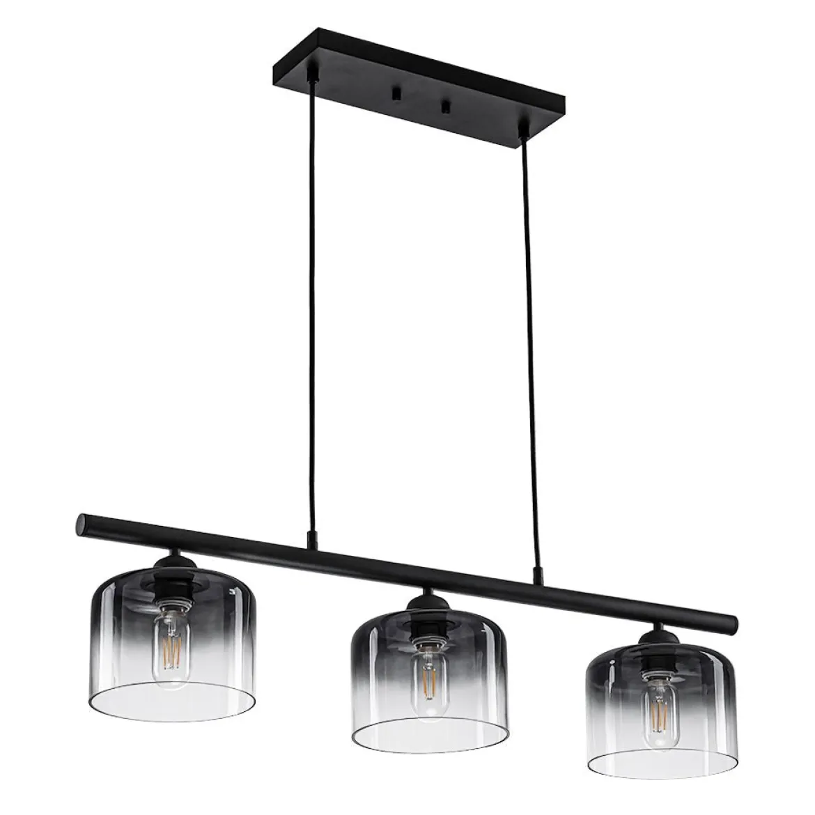 Contemporary 3-Light Gradual Smoked Glass Island Chandelier