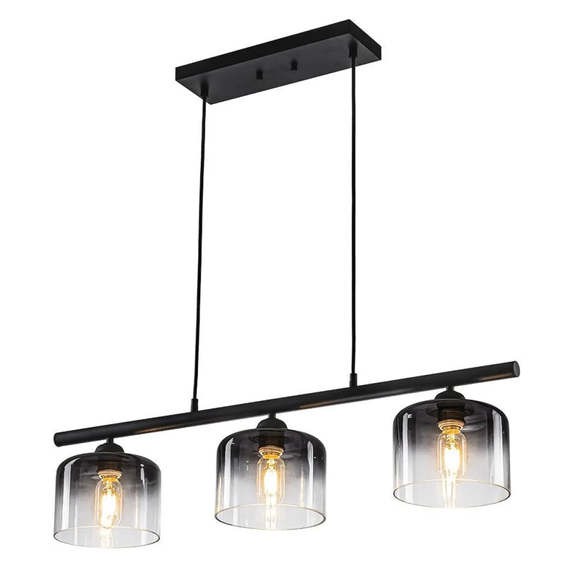 Contemporary 3-Light Gradual Smoked Glass Island Chandelier