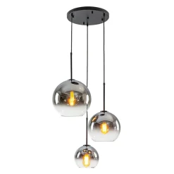 Contemporary Polished Gradual Glass Globe 3-Light Pendant