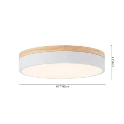 Contemporary Wood Round Dimmable LED Ceiling Light