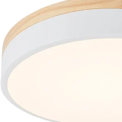 Contemporary Wood Round Dimmable LED Ceiling Light
