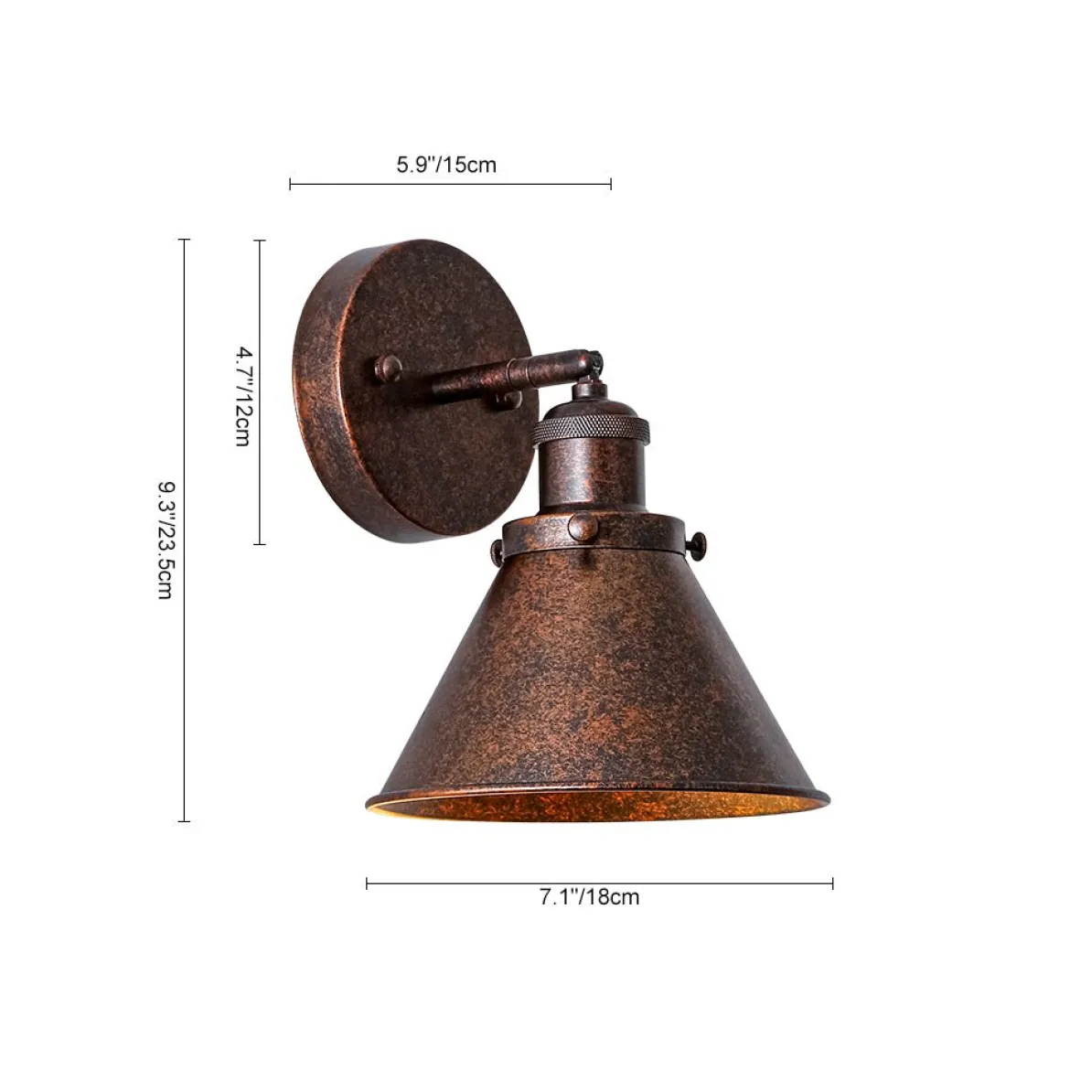 Copper Adjustable Head Cone Wall Sconce Ceiling Light