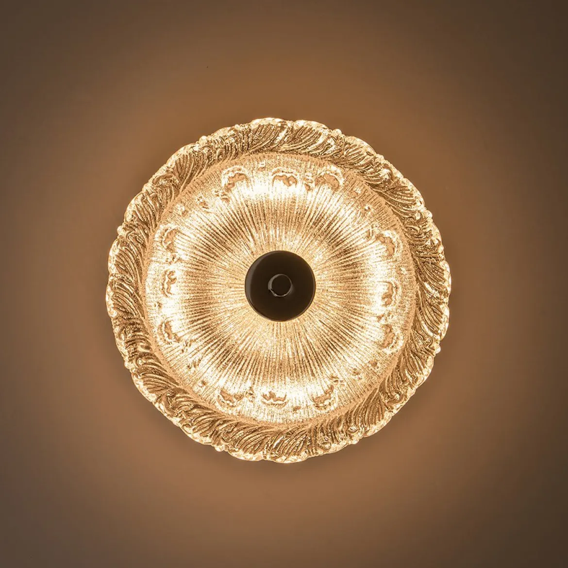 Decorative Clear Glazed Glass Round LED Ceiling Light