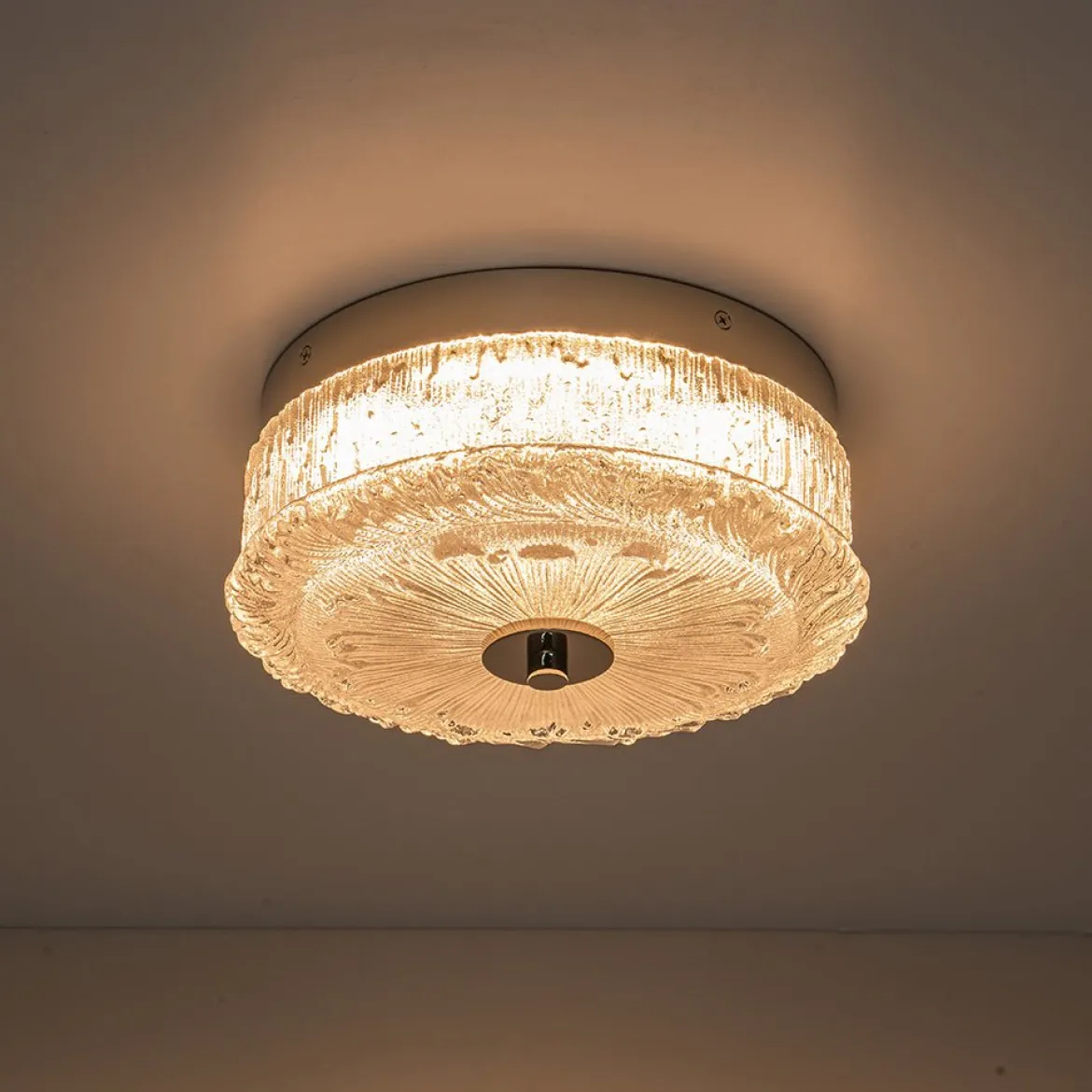 Decorative Clear Glazed Glass Round LED Ceiling Light