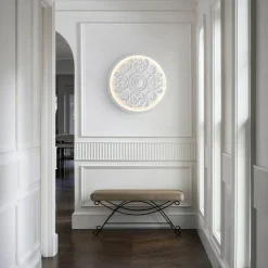 Decorative French White Medallion LED Flush Mount Light
