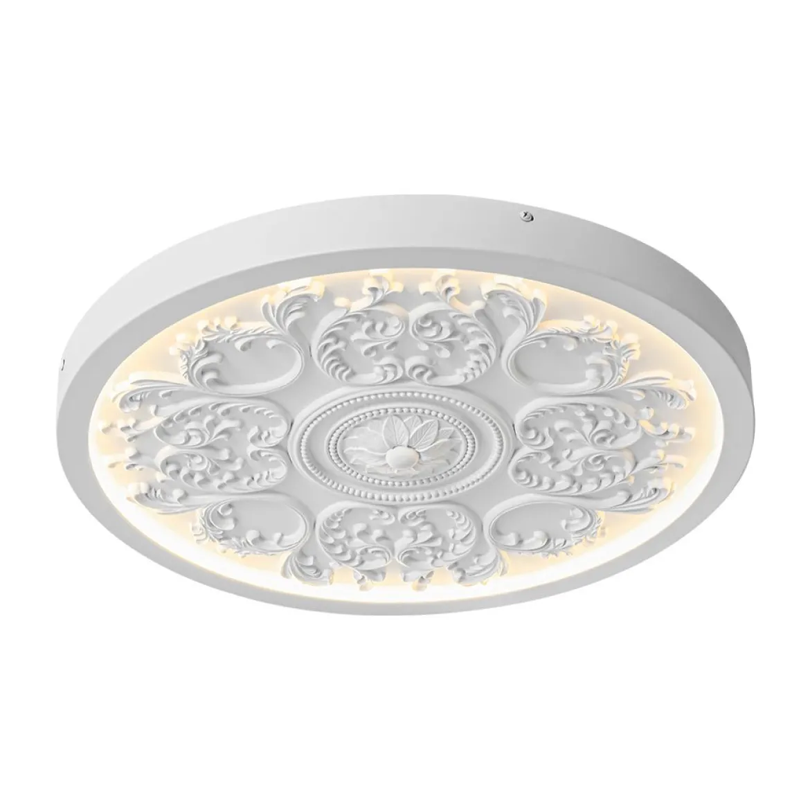Decorative French White Medallion LED Flush Mount Light