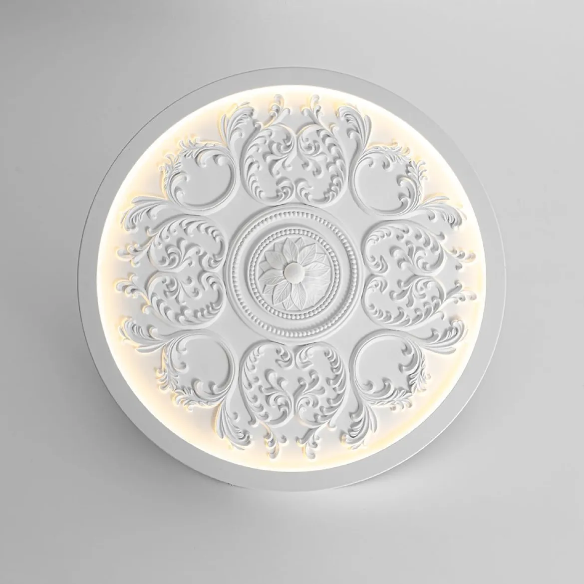 Decorative French White Medallion LED Flush Mount Light