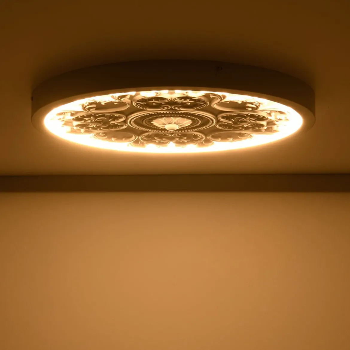 Decorative French White Medallion LED Flush Mount Light
