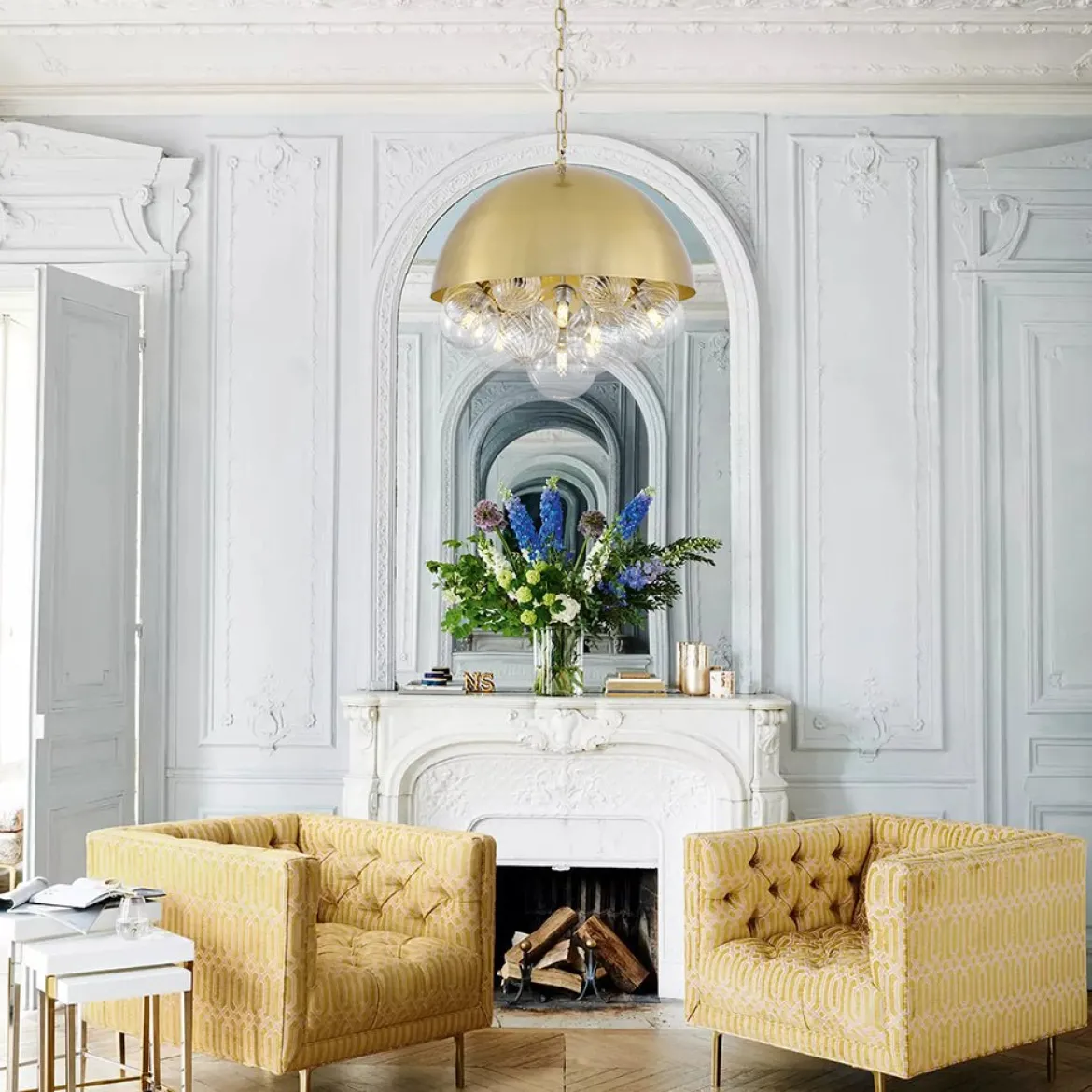 Designer Cluster Glass Globe Metal Dome Pendant Light