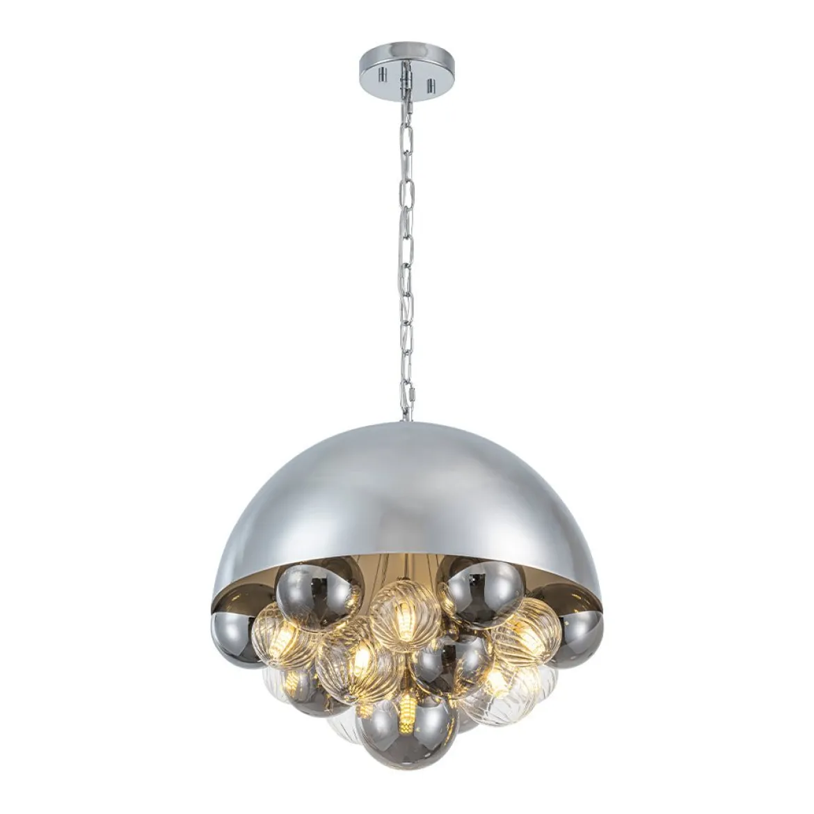 Designer Cluster Glass Globe Metal Dome Pendant Light