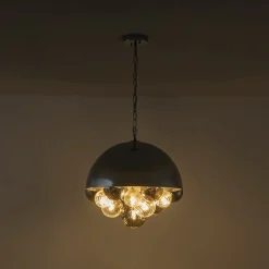 Designer Cluster Glass Globe Metal Dome Pendant Light
