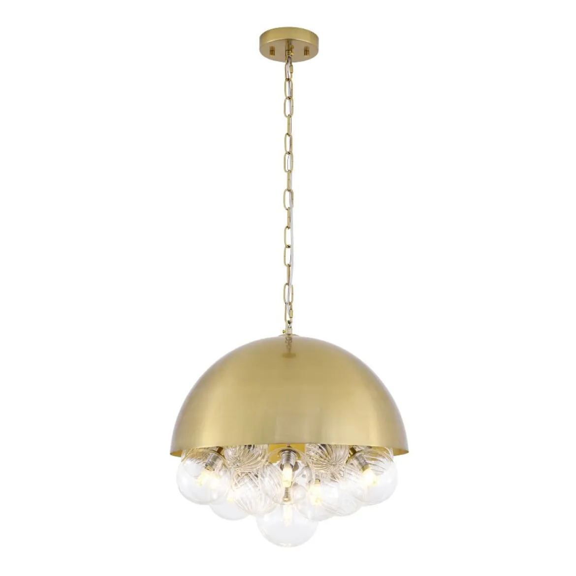 Designer Cluster Glass Globe Metal Dome Pendant Light