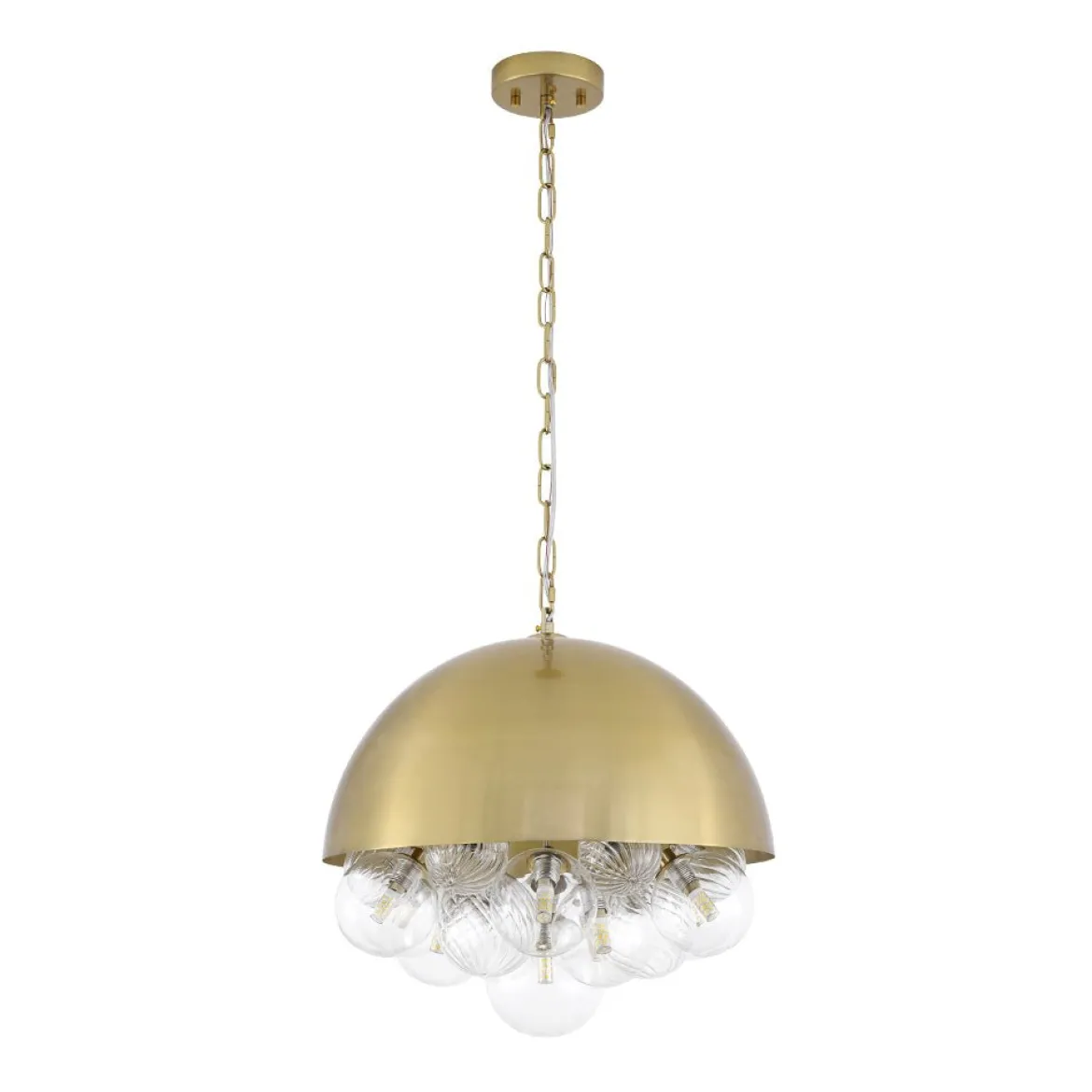 Designer Cluster Glass Globe Metal Dome Pendant Light