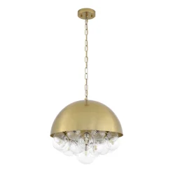 Designer Cluster Glass Globe Metal Dome Pendant Light