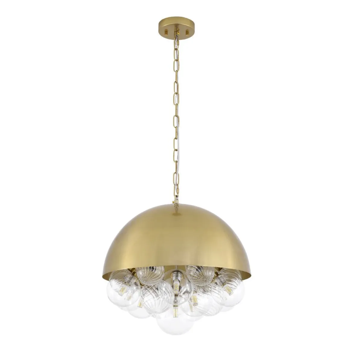 Designer Cluster Glass Globe Metal Dome Pendant Light