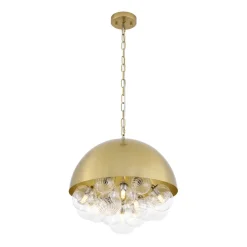 Designer Cluster Glass Globe Metal Dome Pendant Light