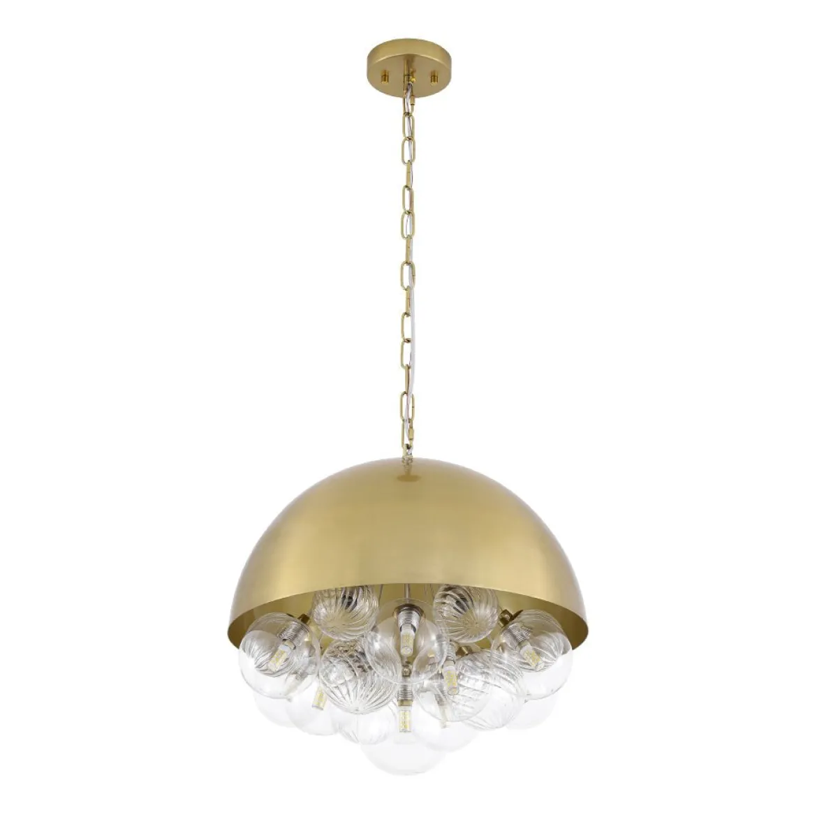 Designer Cluster Glass Globe Metal Dome Pendant Light