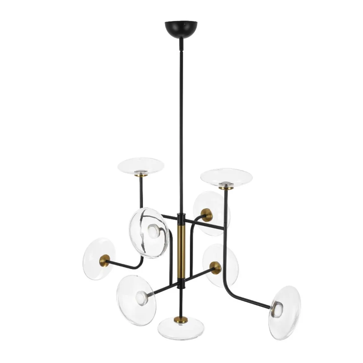 Designer 9-light Glass Dimmable LED Linear Sputnik Chandelier