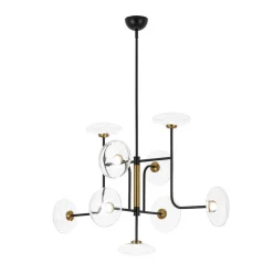Designer 9-light Glass Dimmable LED Linear Sputnik Chandelier