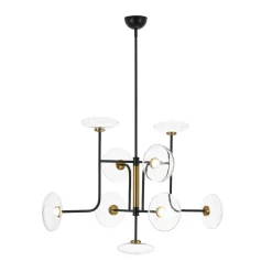 Designer 9-light Glass Dimmable LED Linear Sputnik Chandelier