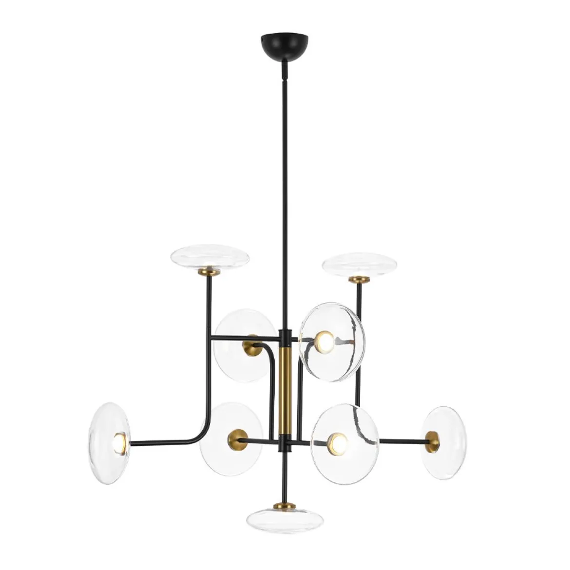 Designer 9-light Glass Dimmable LED Linear Sputnik Chandelier