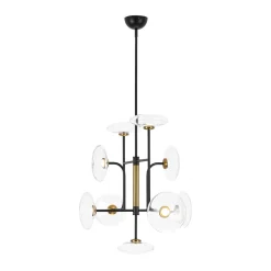 Designer 9-light Glass Dimmable LED Linear Sputnik Chandelier