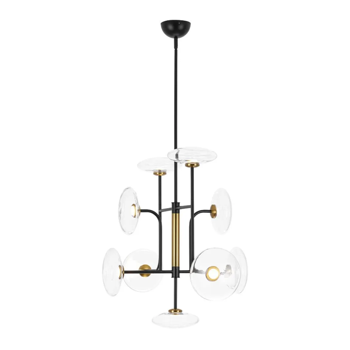 Designer 9-light Glass Dimmable LED Linear Sputnik Chandelier