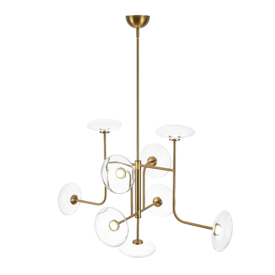 Designer 9-light Glass Dimmable LED Linear Sputnik Chandelier