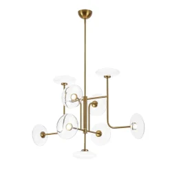 Designer 9-light Glass Dimmable LED Linear Sputnik Chandelier