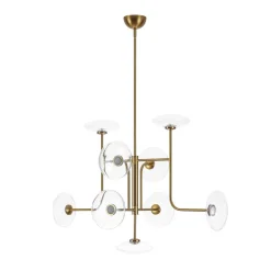 Designer 9-light Glass Dimmable LED Linear Sputnik Chandelier
