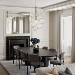 Dimmable Cluster Ribbed Glass Bubble Chandelier Pendant Light