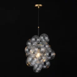 Dimmable Cluster Ribbed Glass Bubble Chandelier Pendant Light