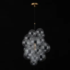 Dimmable Cluster Ribbed Glass Bubble Chandelier Pendant Light