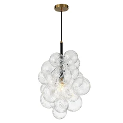 Dimmable Cluster Ribbed Glass Bubble Chandelier Pendant Light