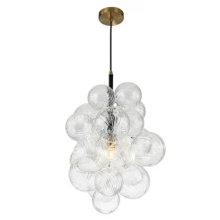 Dimmable Cluster Ribbed Glass Bubble Chandelier Pendant Light