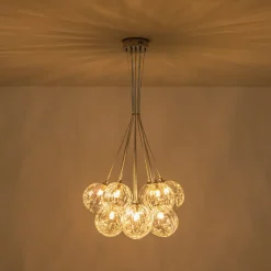 Dimmable Cluster Sculpture Texture Glass Globe Bubble Chandelier