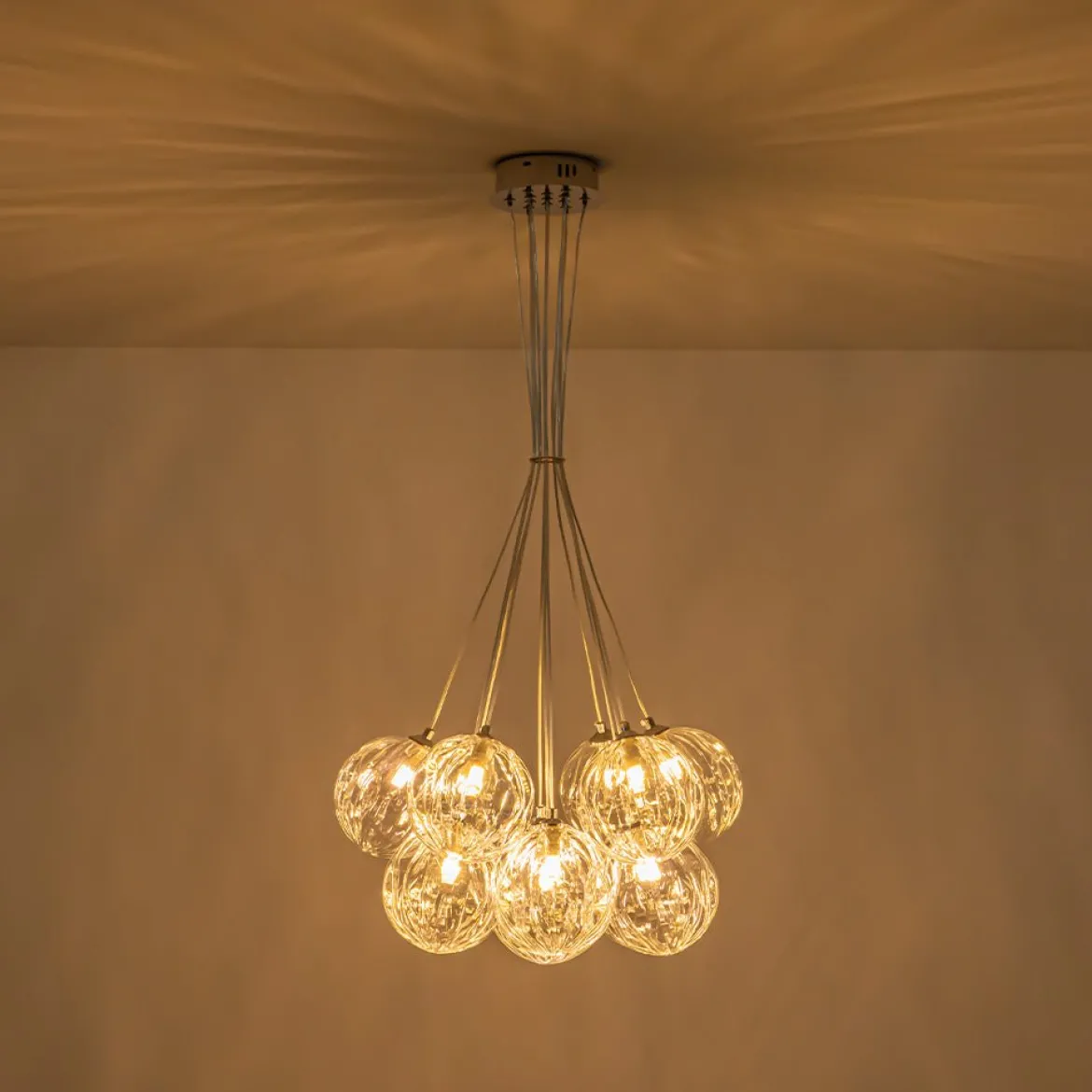 Dimmable Cluster Sculpture Texture Glass Globe Bubble Chandelier