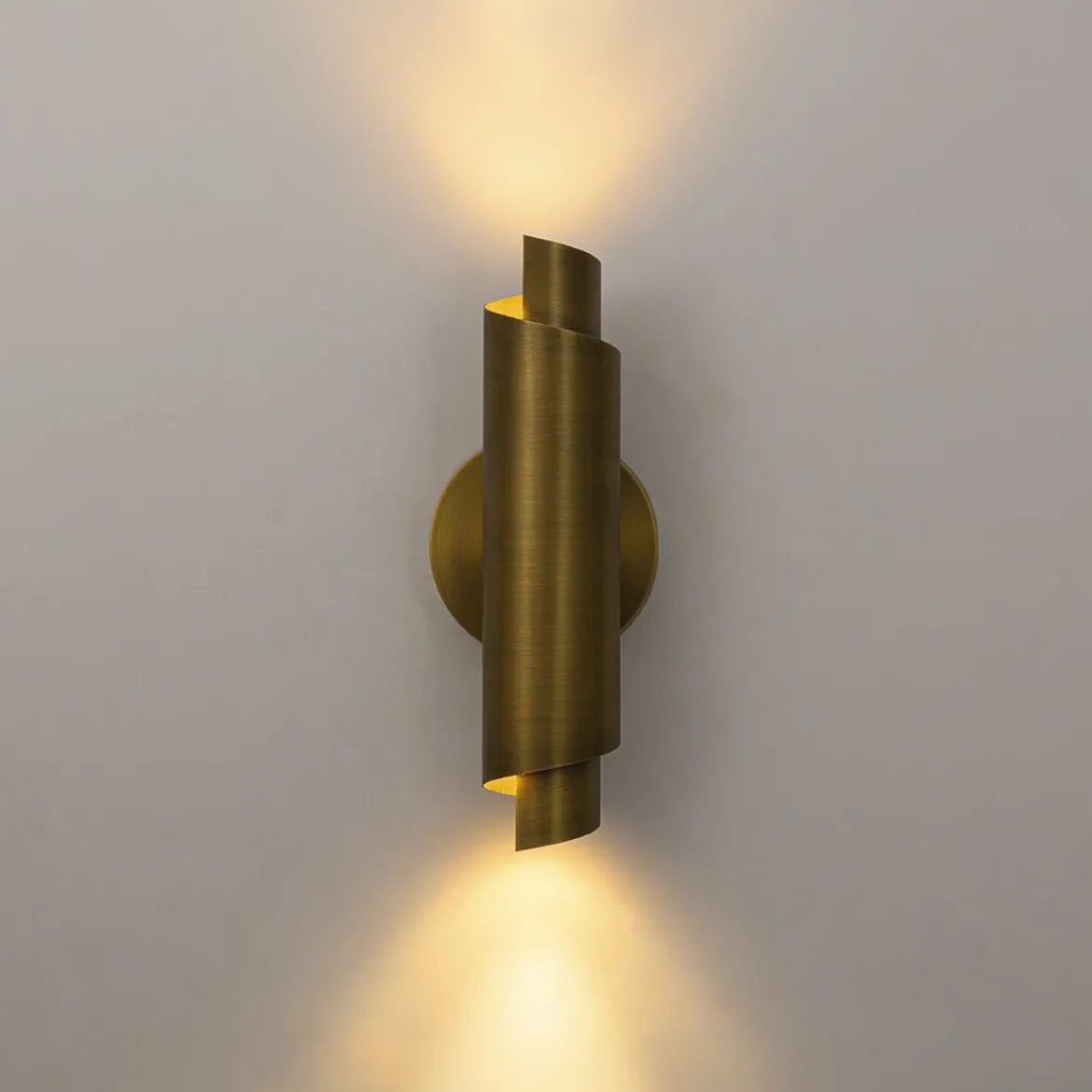 Dimmable LED Aged Brass Up Down Metal Tube Wall Sconce