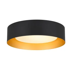 Dimmable LED Black Iron Milky Glass Round Drum Ceiling Light
