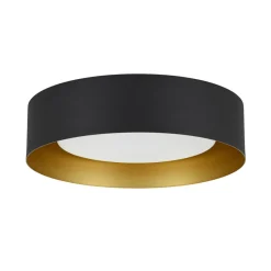 Dimmable LED Black Iron Milky Glass Round Drum Ceiling Light