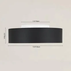 Dimmable LED Black Iron Milky Glass Round Drum Ceiling Light