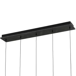 Dimmable LED Frosted Ribbed Glass Globe 5-Light Linear Island Pendant