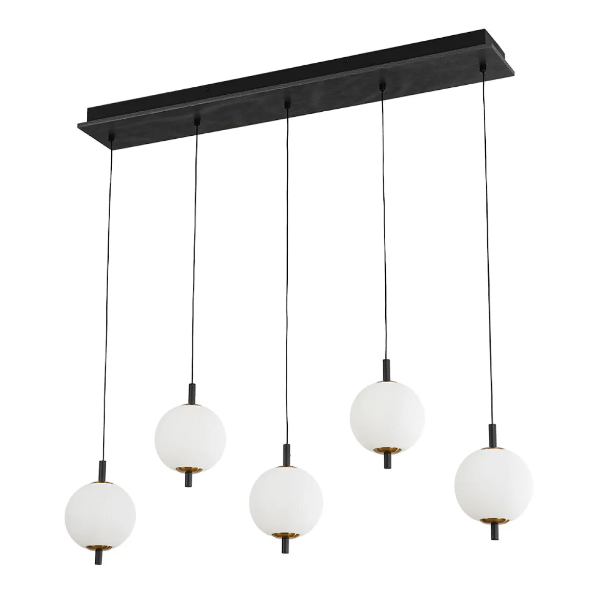 Dimmable LED Frosted Ribbed Glass Globe 5-Light Linear Island Pendant