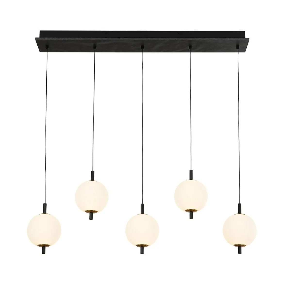 Dimmable LED Frosted Ribbed Glass Globe 5-Light Linear Island Pendant