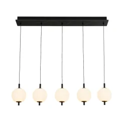 Dimmable LED Frosted Ribbed Glass Globe 5-Light Linear Island Pendant