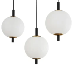 Dimmable LED Frosted Ribbed Glass Globe 5-Light Linear Island Pendant