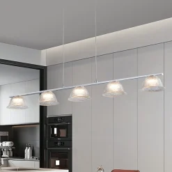 Dimmable LED Iridescent Glass Bell Island Chandelier