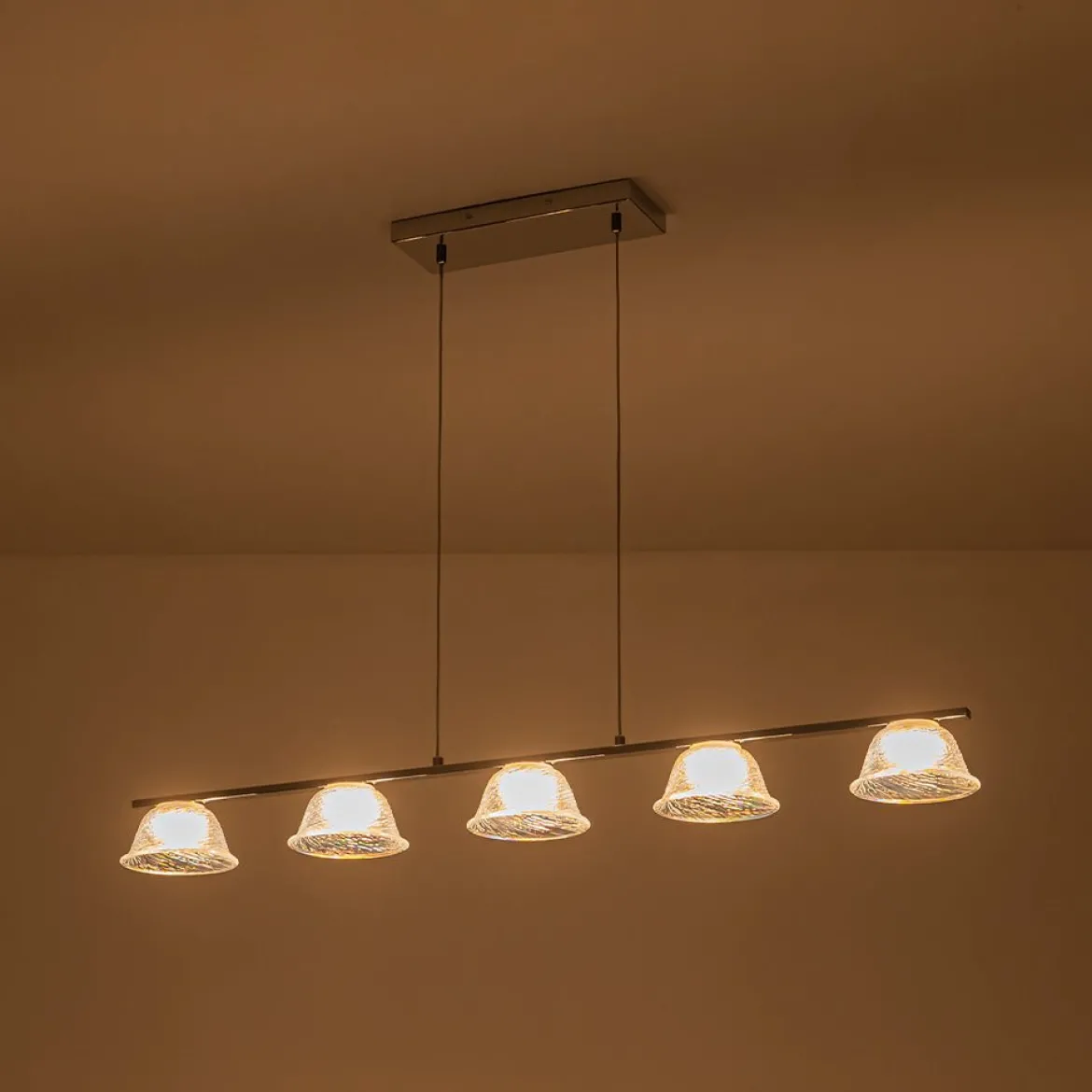 Dimmable LED Iridescent Glass Bell Island Chandelier