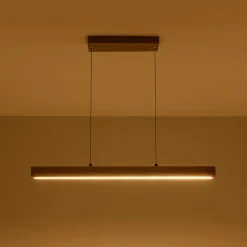 Dimmable LED Pine Wooden Wide Linear Island Pendant